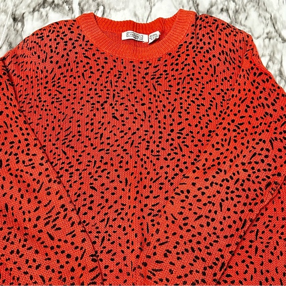 Cristina’s Vintage Orange Leopard Print Sweater Retro Punk 80s Flintstone Sz L - Picture 2 of 11